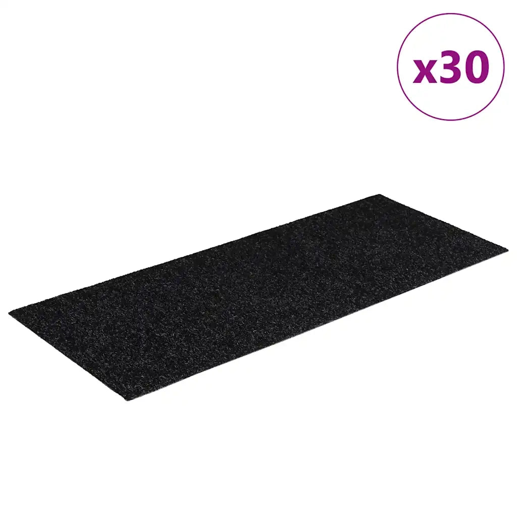 Tappetini per scale autoadesivi 30 pz | Gradini per Scale 60x25 cm neri rettangolari