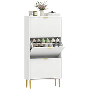 Scarpiera con ante, cassetti e ripiani regolabili ¨C zephmum ¨C bianco 60x24x122,5cm