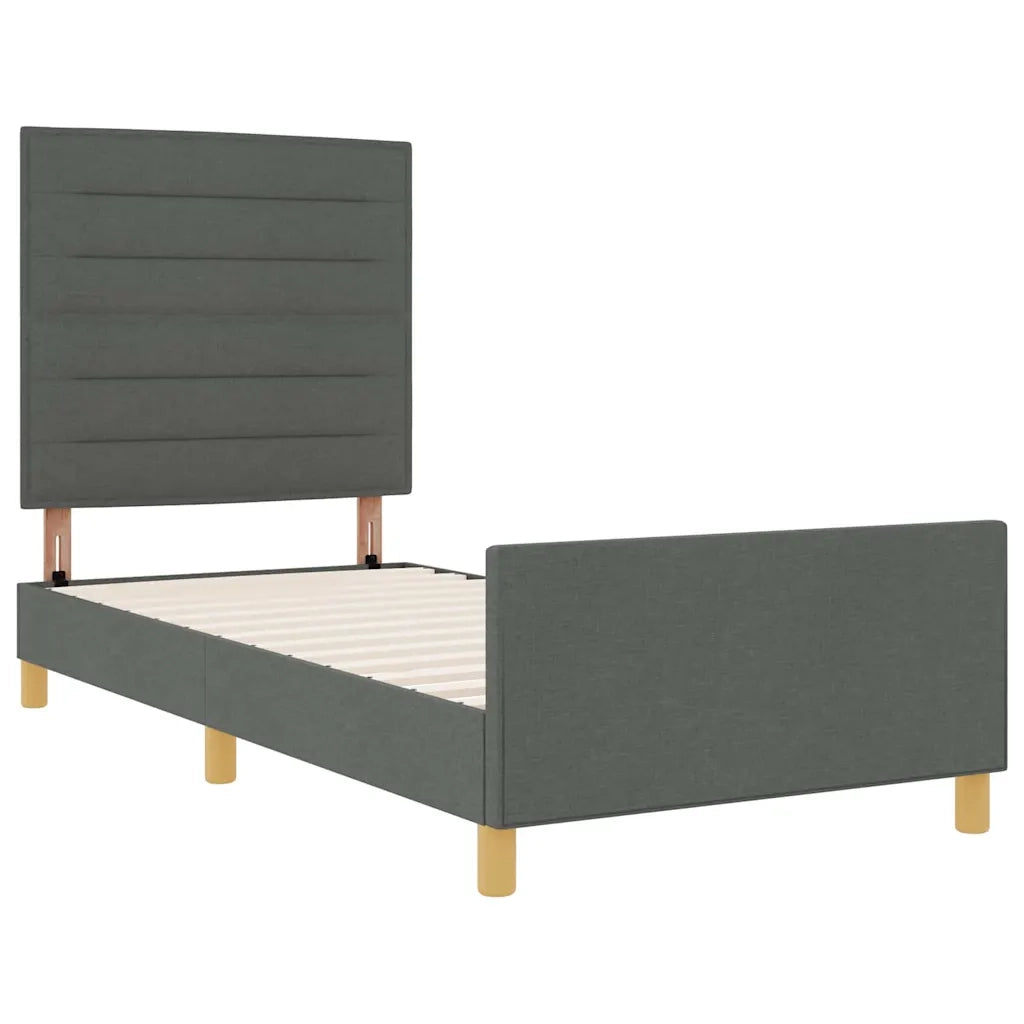 Struttura del letto Grigio scuro 90 x 200 cm Tessuto