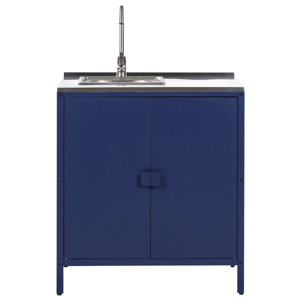 Mobiletto da giardino in acciaio con lavello e 2 ante ripiano in acciaio inox blu cucina da giardino da pranzo