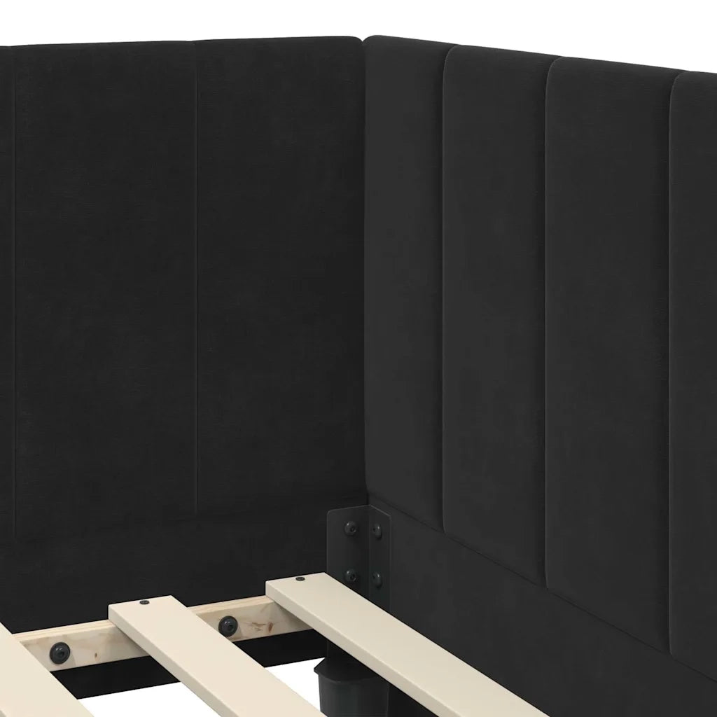 Letto singolo | Letto per adulti | Struttura Letto Angolare con Materasso 2 pcs Nero Velluto