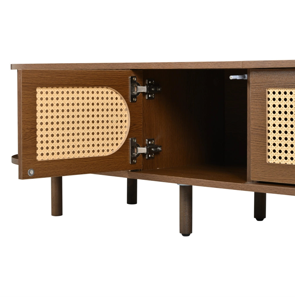 Mobile TV 180x40x40 cm con 2 ante e 2 serrande in MDF rovere scuro