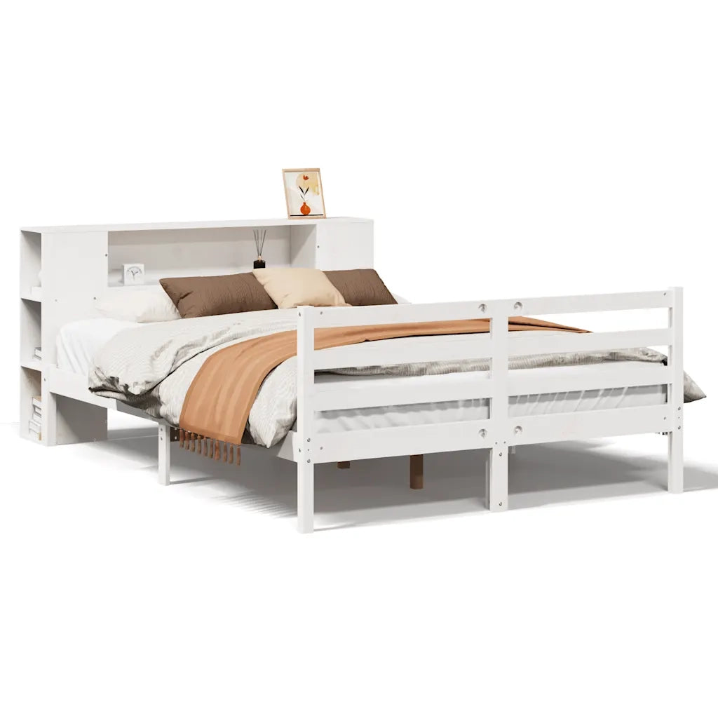 Letto Libreria senza Materasso Bianco 135x190 cm Legno di Pino 3321847