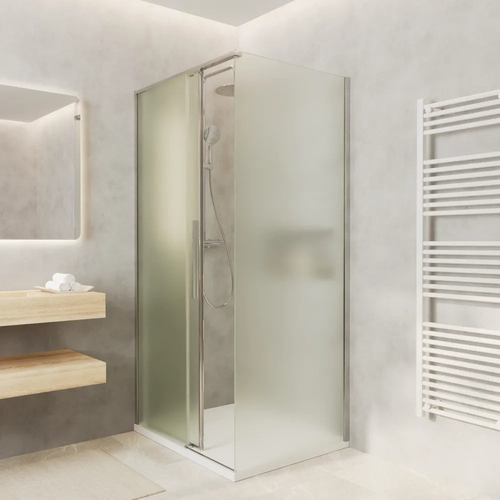 Box doccia 120x90cm scorrevole profili cromati vetro 8mm opaco anticalcare h200 | Gili