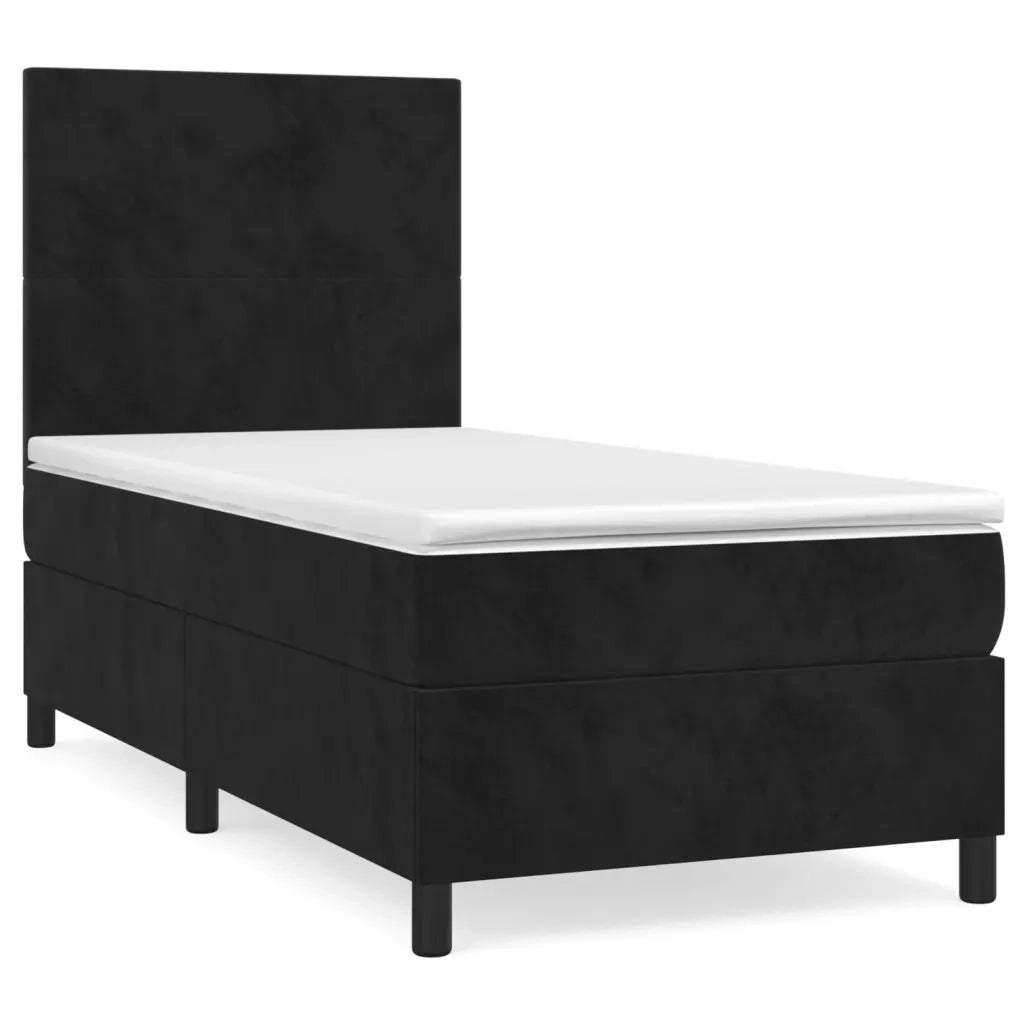 Giroletto a Molle con Materasso-Struttura Letto Nero 80x200 cm in Velluto 542857