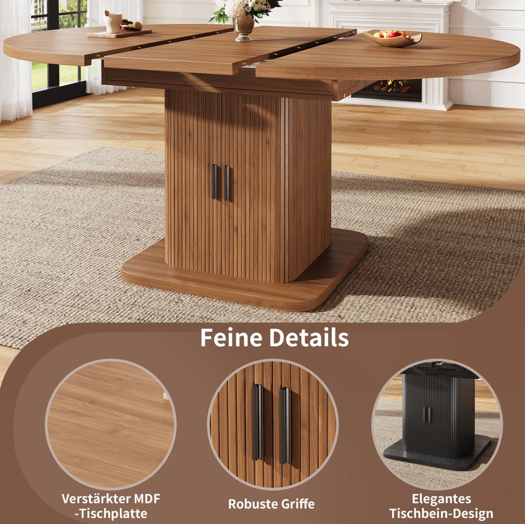 Tavolo da pranzo ovale allungabile con vano contenitore 110-149,8 cm