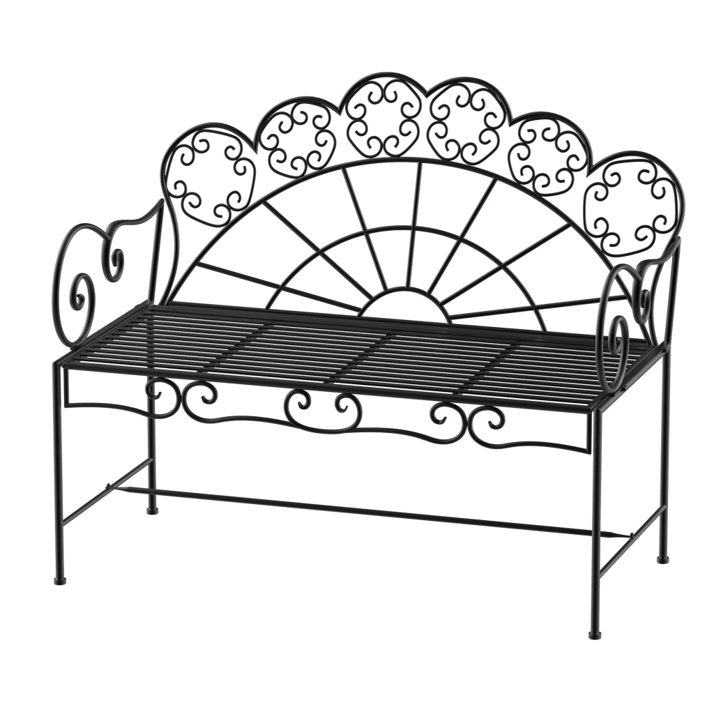 PANCHINA DA GIARDINO 2 posti 107 x 55,5 x 90,5 cm metallo nero