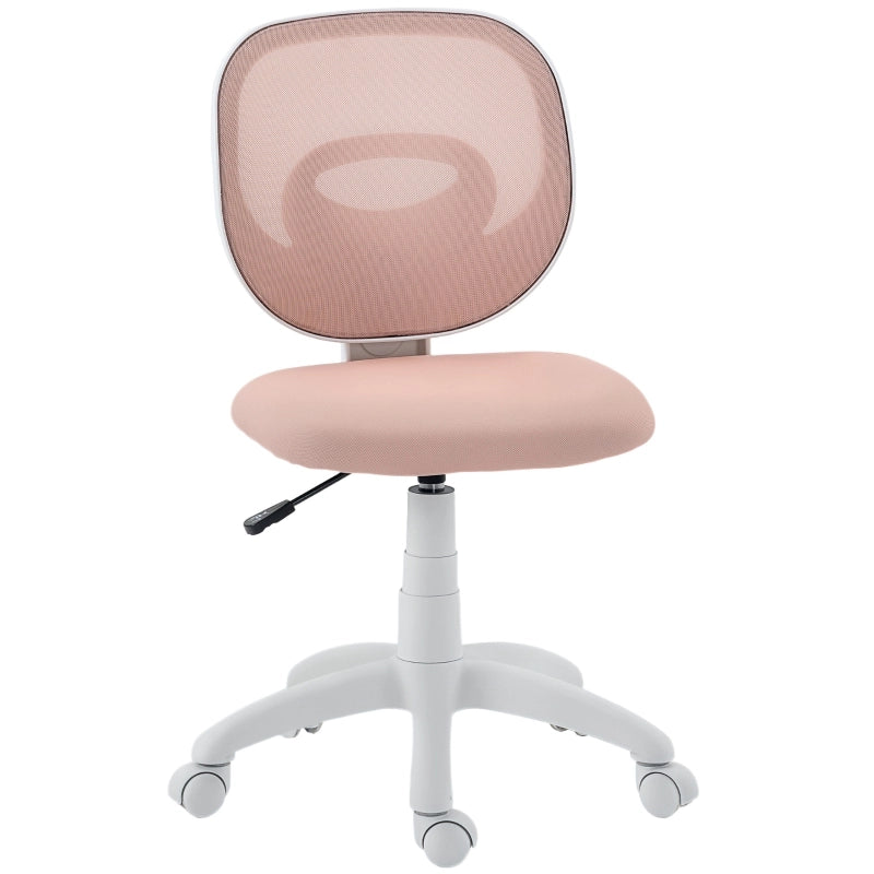 Sedia ufficio ergonomica rosa con schienale a C e altezza regolabile