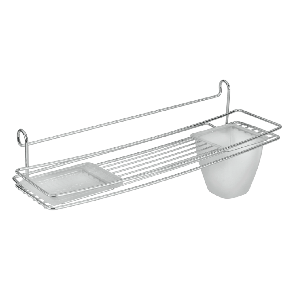 Mensola Cromata + Porta Sapone E Bicchiere Plast. - Metaltex
