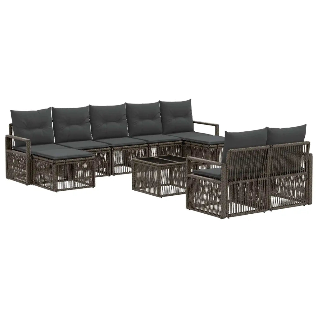 Set Divano da Giardino 10 pz Grigio polyrattan 3435842