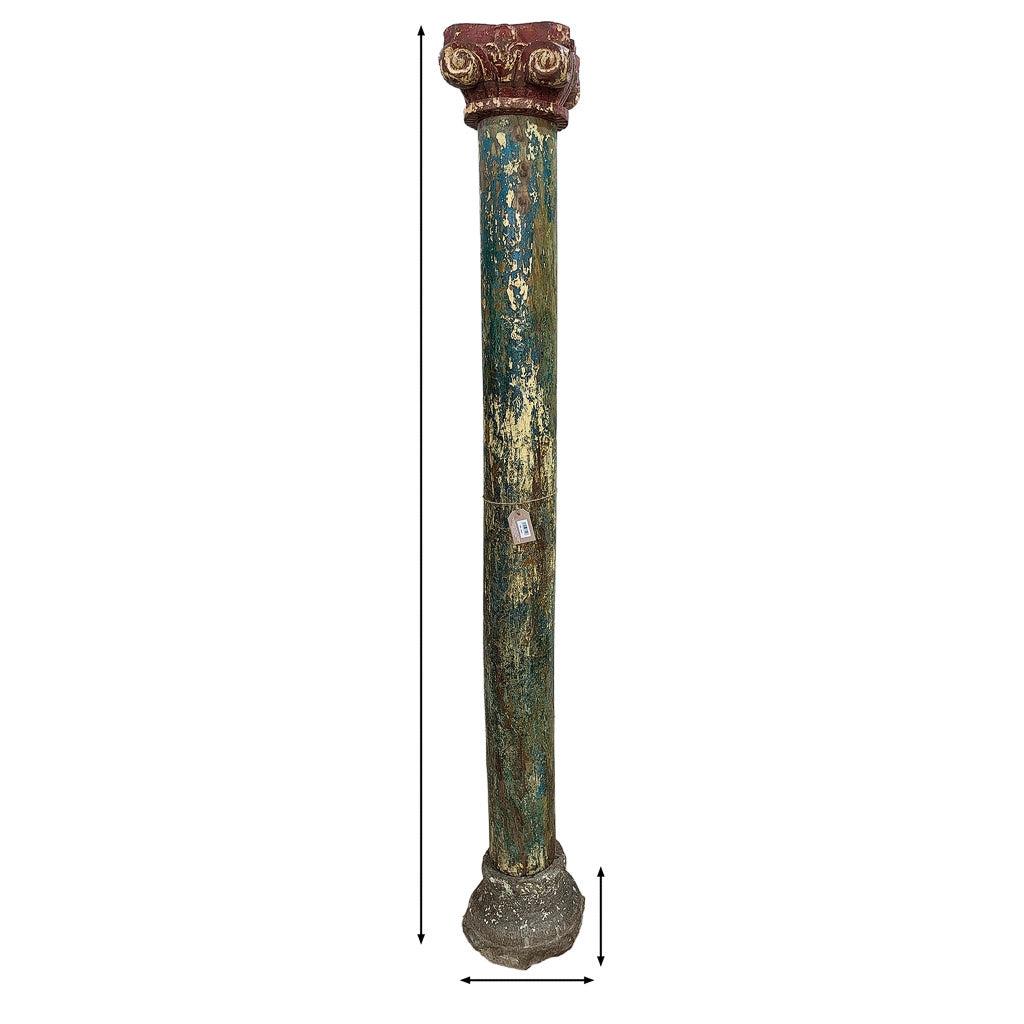 Set di 2 colonne in legno con finitura artigianale marrone 25x25x211h cm