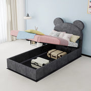 letto imbottito tessuto grigio 90 x 200 cm