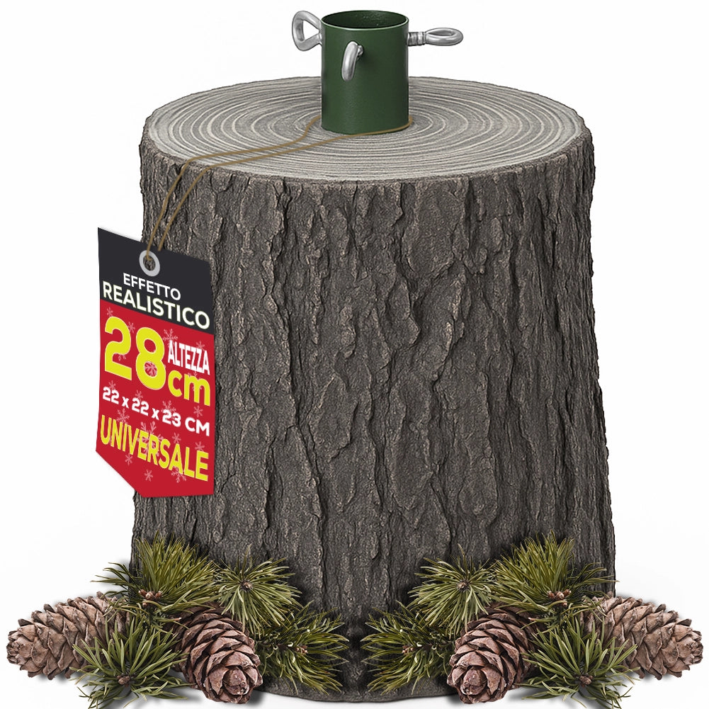 Base Supporto Albero di Natale Grigio Tronco Natalizio 28cm Realistico Universale