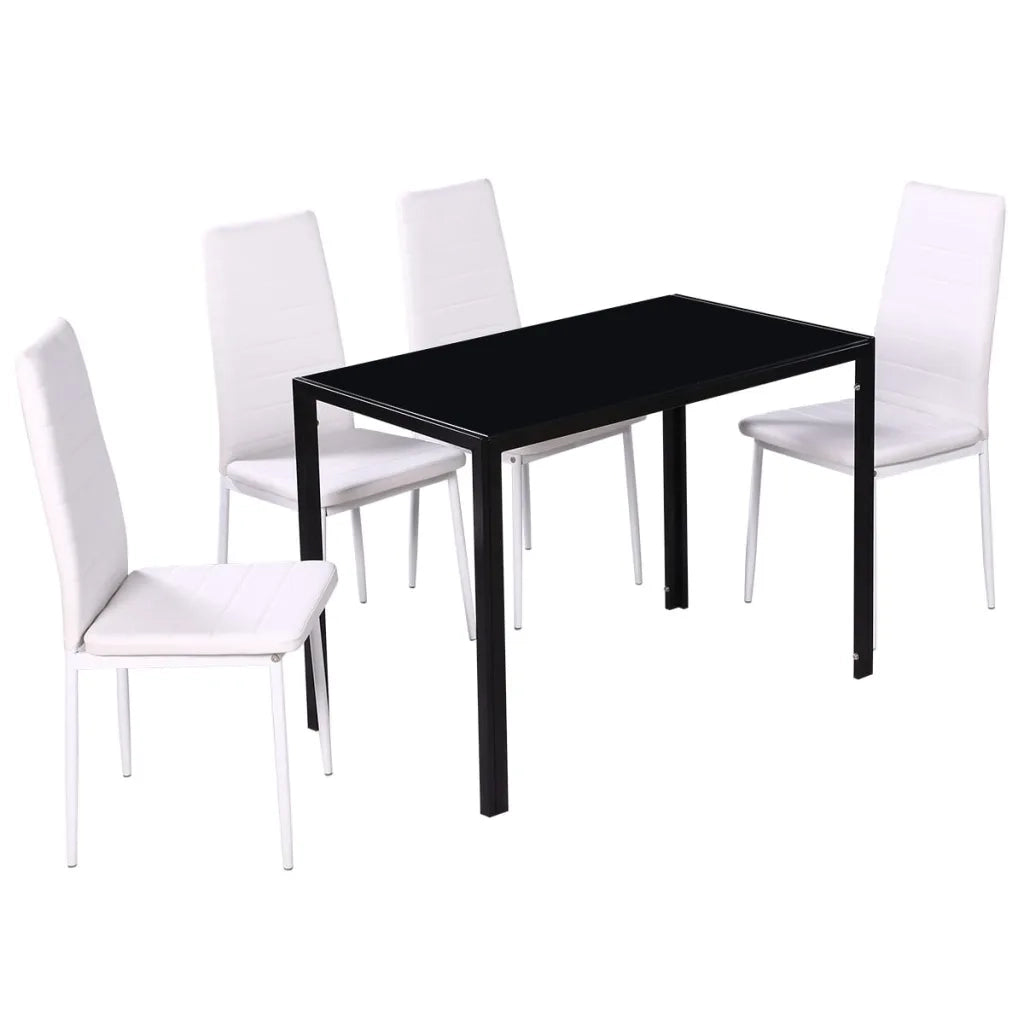 Set Tavolo da Pranzo 5 pz in Pelle Artificiale Nero e Bianco 275413