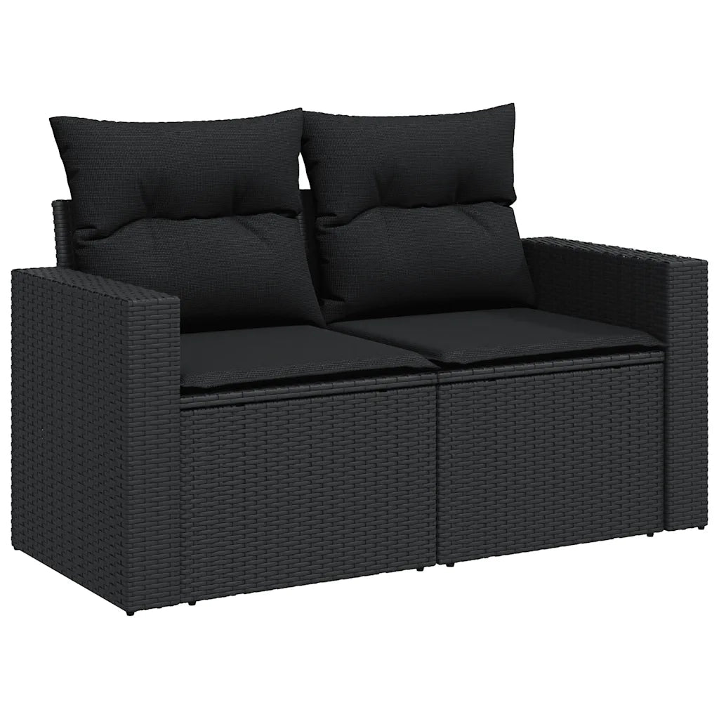 Set Divani da Giardino 10pz con Cuscini in Polyrattan Nero 3327079