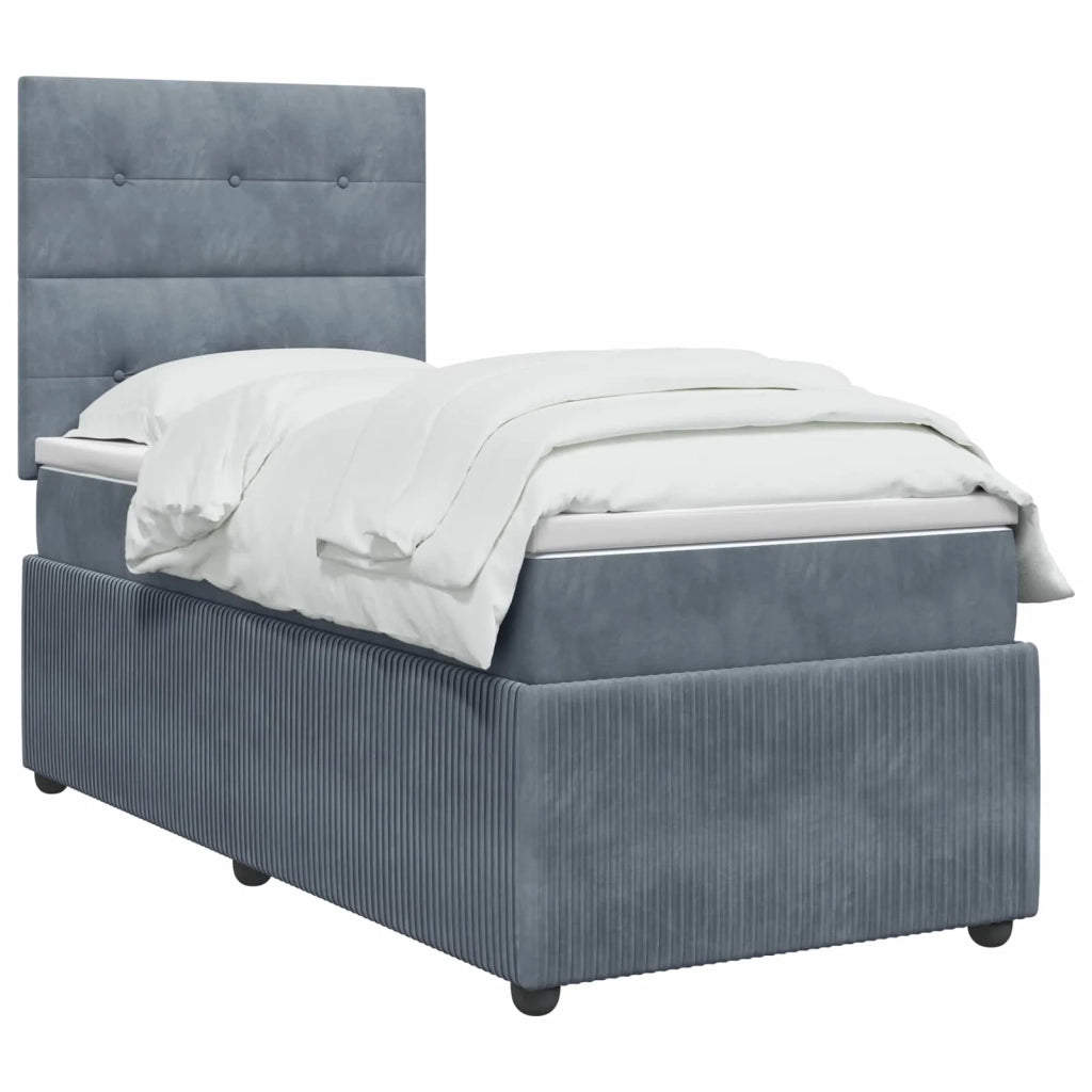 Letto Box Spring LED con Materasso Grigio Scuro 100 x 200 cm 3456012