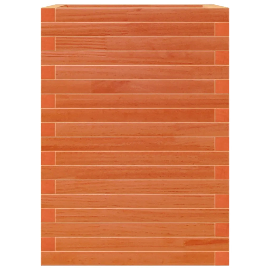 Fioriera | Cassetta per fiori | Vaso Giardino Marrone Cera 50x50x68,5cm Legno Massello Pino