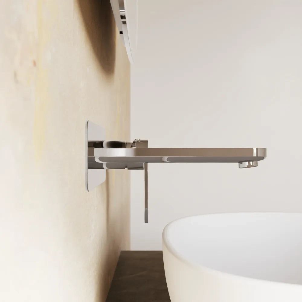 Set miscelatori lavabo ad incasso placca squadrata bidet miscelatore esterno vasca cromato | Margot