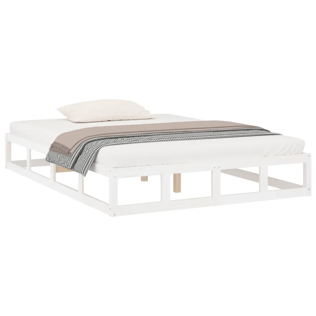 Giroletto-Struttura Letto Bianco 140x190 cm in Legno Massello 364578