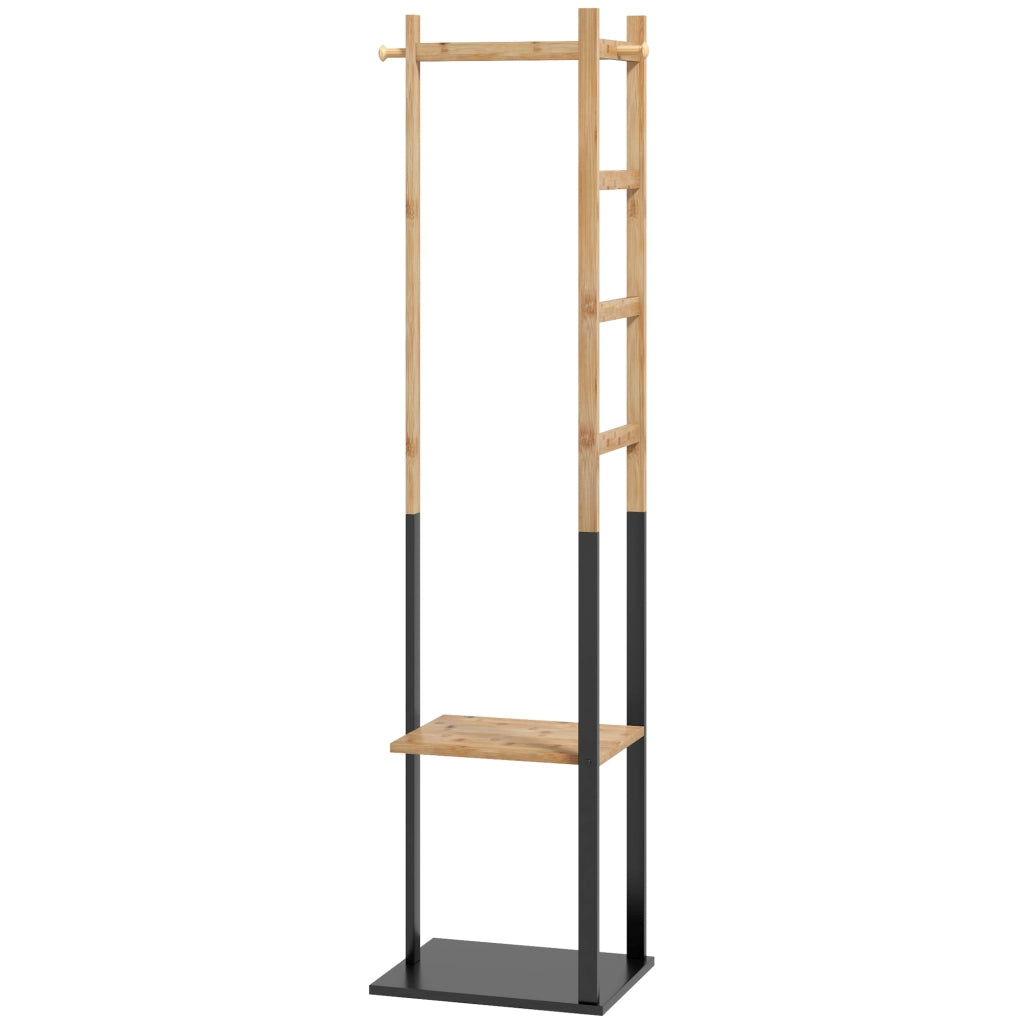 Appendiabiti da Terra con Ripiani ¨C Minimal ¨C Legno e Nero
