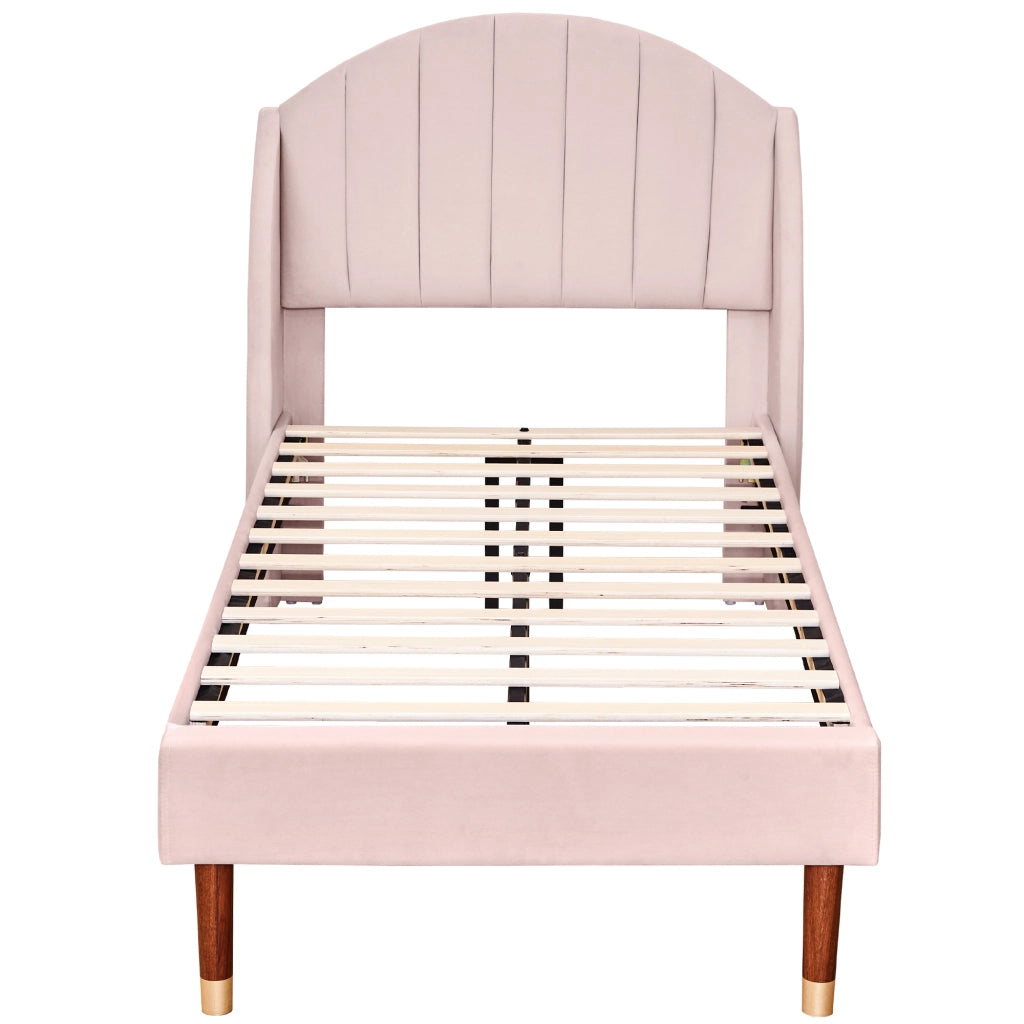 Letto imbottito 90x200 - Xylo - Rosa, velluto