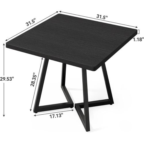Tavolo quadrato da pranzo in MDF e metallo nero, stile rustico, compatto e versatile per casa