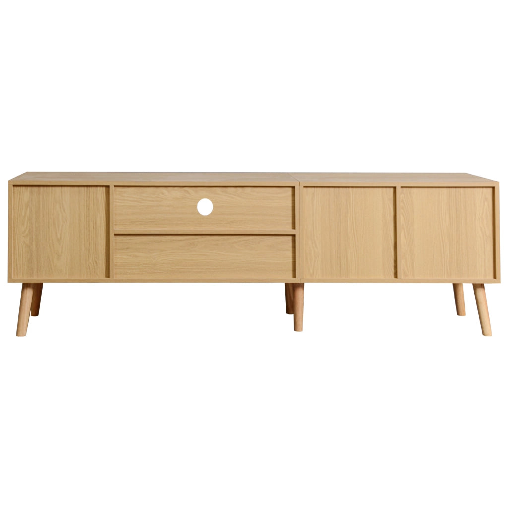 Mobile TV 180 cm color rovere con ante in rattan