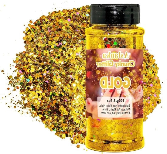 Glitter holografico dorato - 500 g per viso corpo unghie schiuma hobby