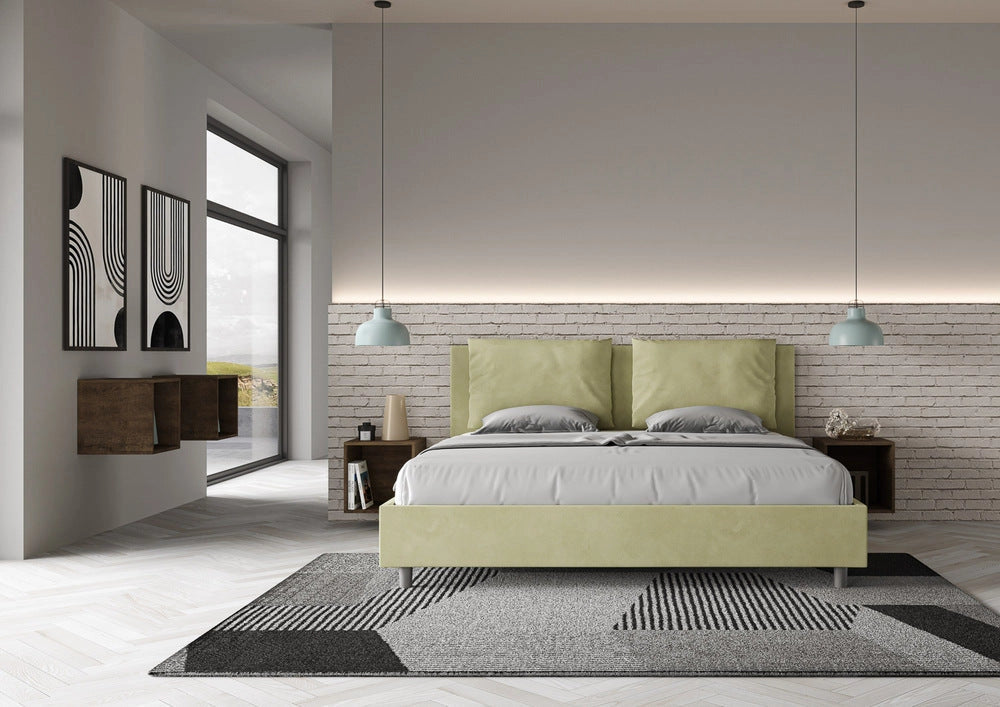 Letto Matrimoniale Large 170x190 cm con Rete e Contenitore Antea Tè Verde
