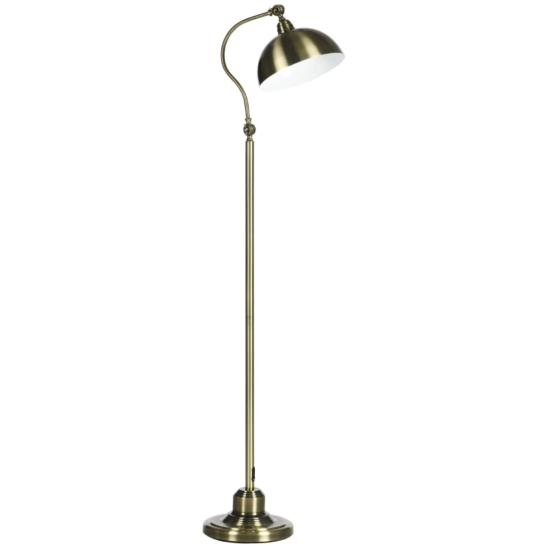 Lampada da terra ad arco retrò con paralume regolabile, finitura ottone, attacco E27 per soggiorno e camera da letto