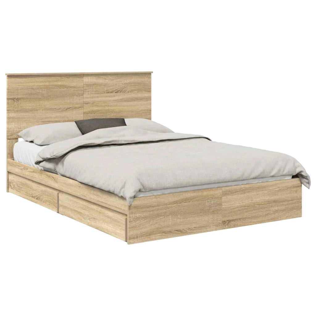 Letto con Contenitore con testiera Rovere Sonoma 140 x 200 cm 3409554