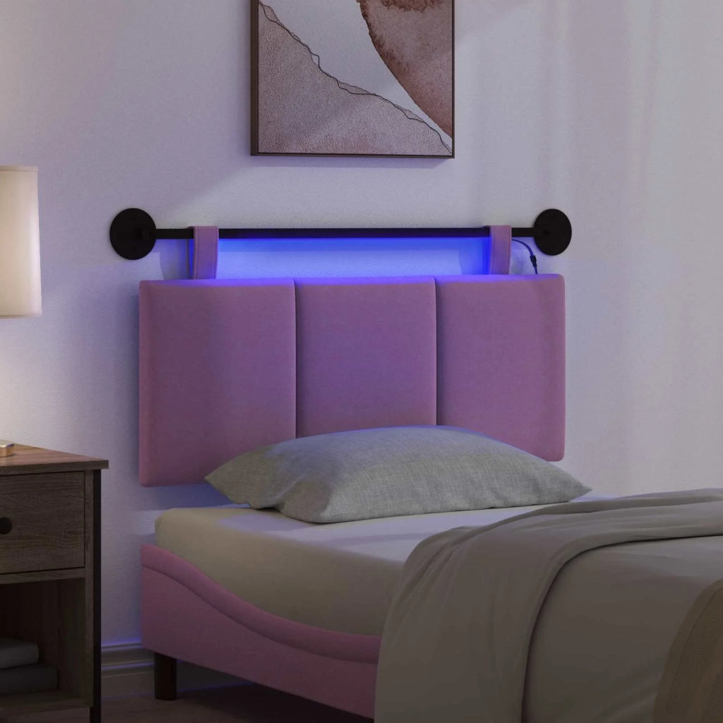 Testiera | Testata sospesa Con luce LED Rosa Tessuto