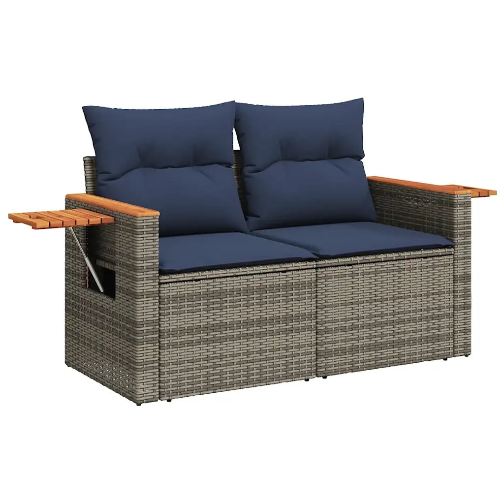 Set Divani da Giardino 10 pz con Cuscini Grigio in Polyrattan