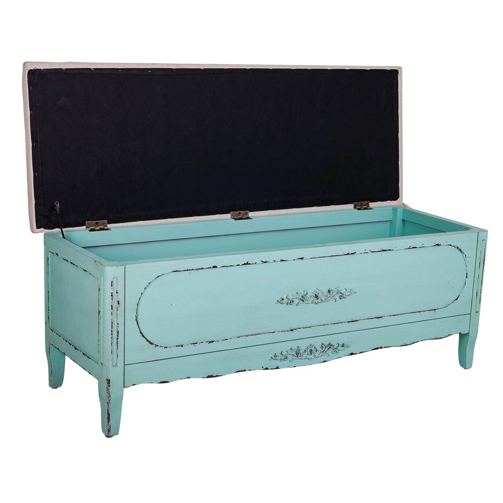 Panchina in legno blu 120x43x48