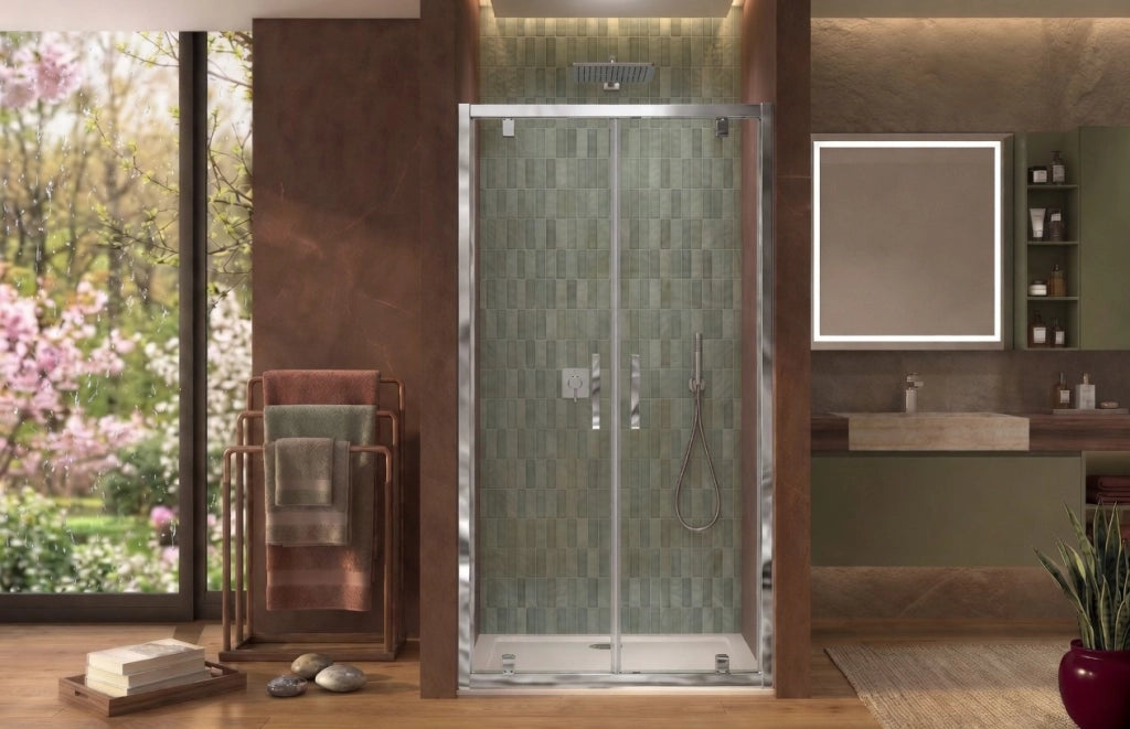 Box doccia nicchia 90 cm porta due battenti H190 cm GENNY - Cromato Lucido