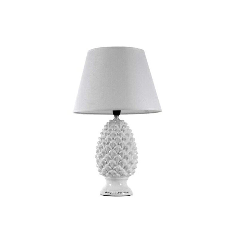 LAMPADA LUMETTO CON DESIGN A PIGNA CON BASE IN COLORE BIANCO 36 CM