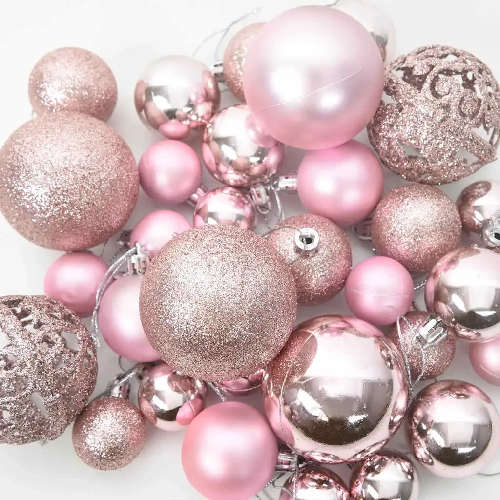 Set di Palle di Natale con 300 LED 120 pz-Decorazioni natalizie Rosa Plastica
