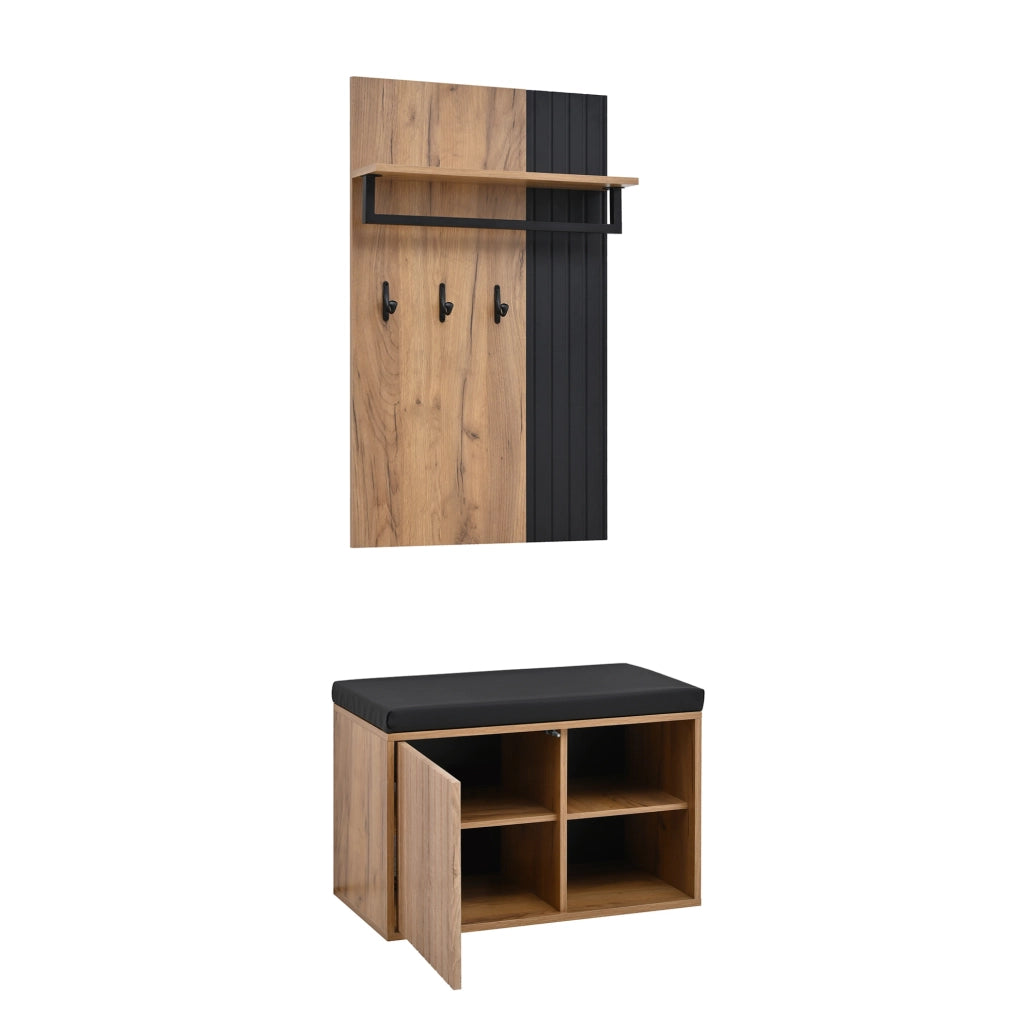 Mobile ingresso con panca imbottita e scarpiera 70x36x146 cm