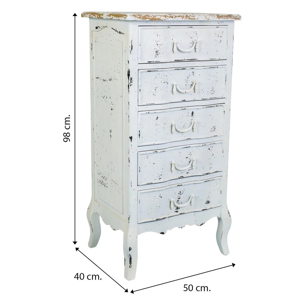 Settimanale in legno bianco 50x40x98