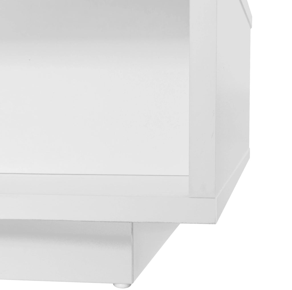 Tavolino da salotto bianco lucido 95x50x42;5 cm con 2 cassetti e 2 vani a giorno