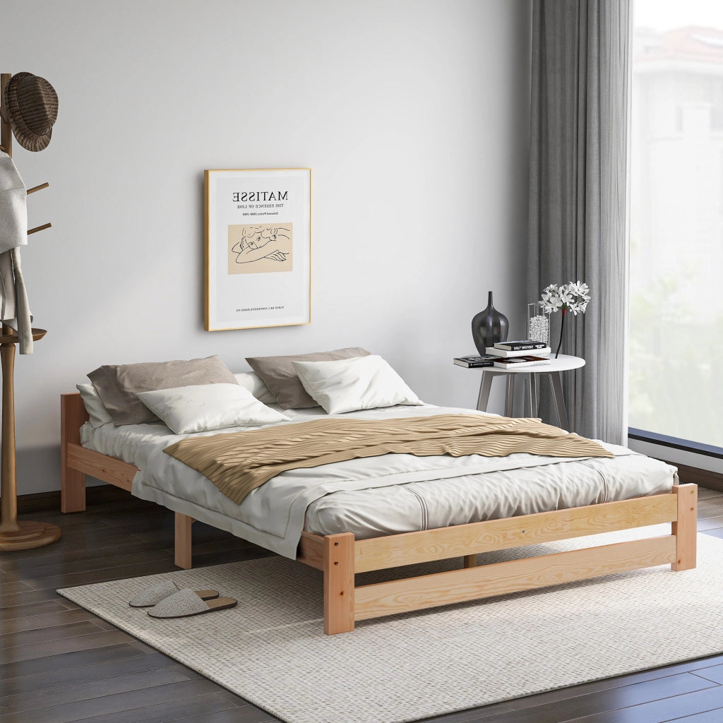 Letto matrimoniale futon in pino massello naturale 140x200 cm