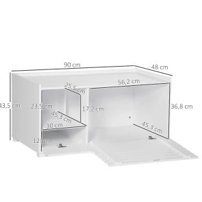 Mobile per lettiera per gatti ULEVR 90x48x43,5 cm con vano chiuso, porta magnetica e ripiani, bianco