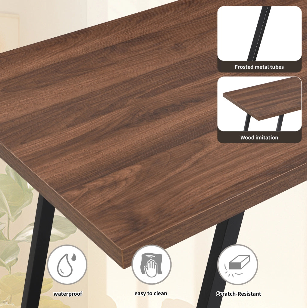 Scrivania ULEVR 135,5x58x75 cm con cassetti soft-close e supporto per computer, MDF marrone scuro