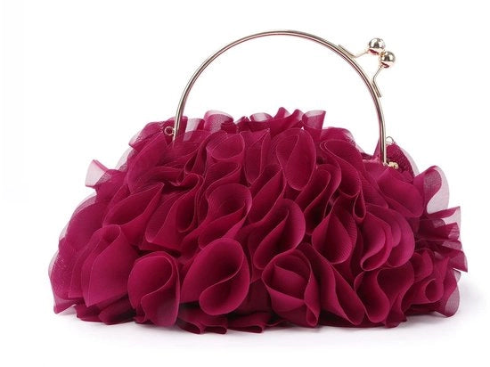 Borsa Clutch con Fiori Satin per Donna