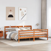 Letto senza Materasso-Struttura Letto Marrone Cera 200x200 cm in Legno di Pino 368507