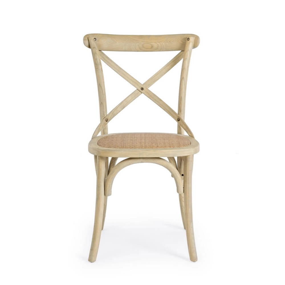 Sedia in Legno di Olmo con Seduta in Rattan Naturale - CROSS