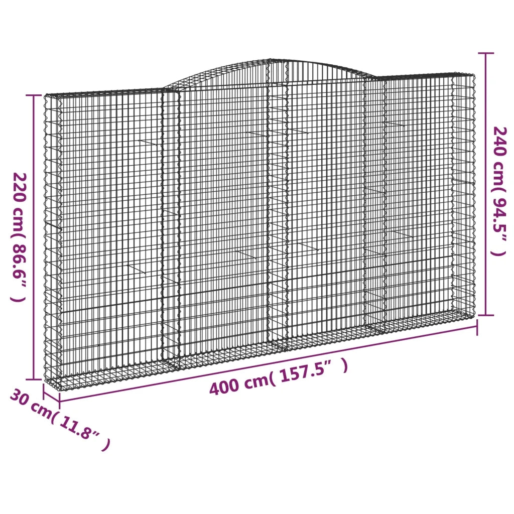 Cesti Gabbioni ad Arco 4 pz 400x30x220/240 cm Ferro Zincato 3146946