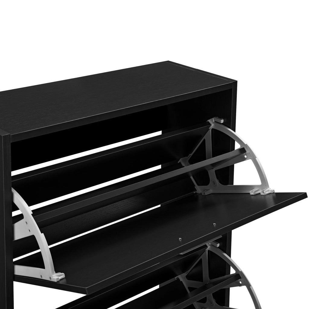 Scarpiera Sykkylven con 2 Contenitori Ribaltabili - Nero [en.casa]