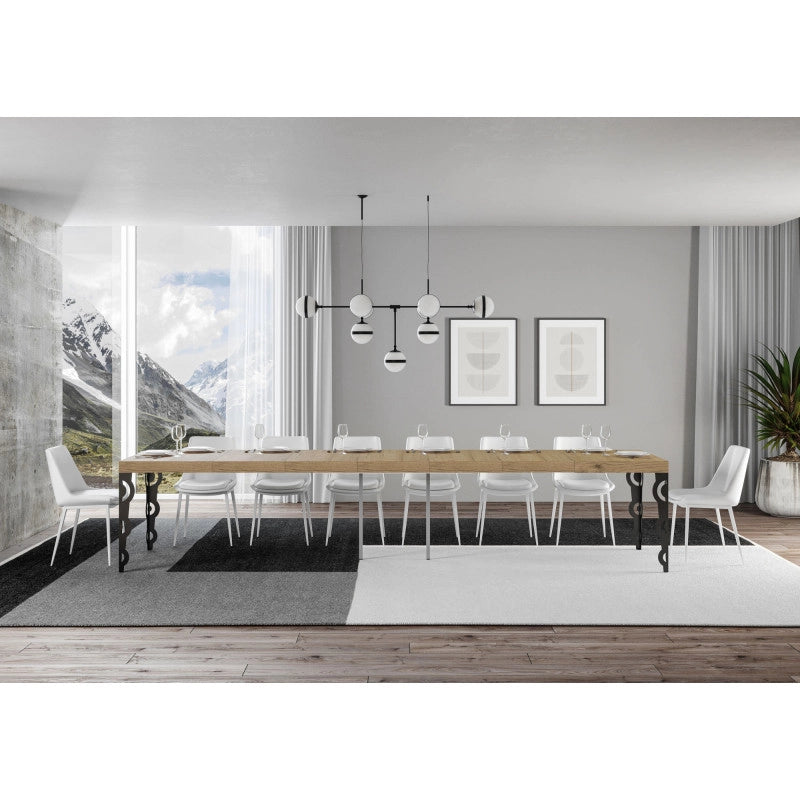 Tavolo allungabile 160/420x90 cm Karamay Premium telaio Antracite - Quercia Natura