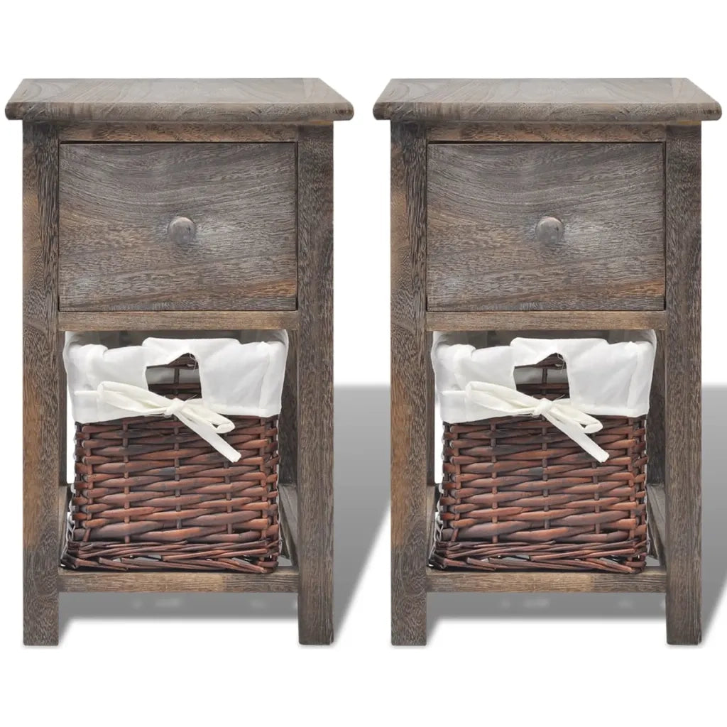 Set di 2 Comodini | Armadio da Notte | Mobiletto da notte da Notte Set in Legno Marrone